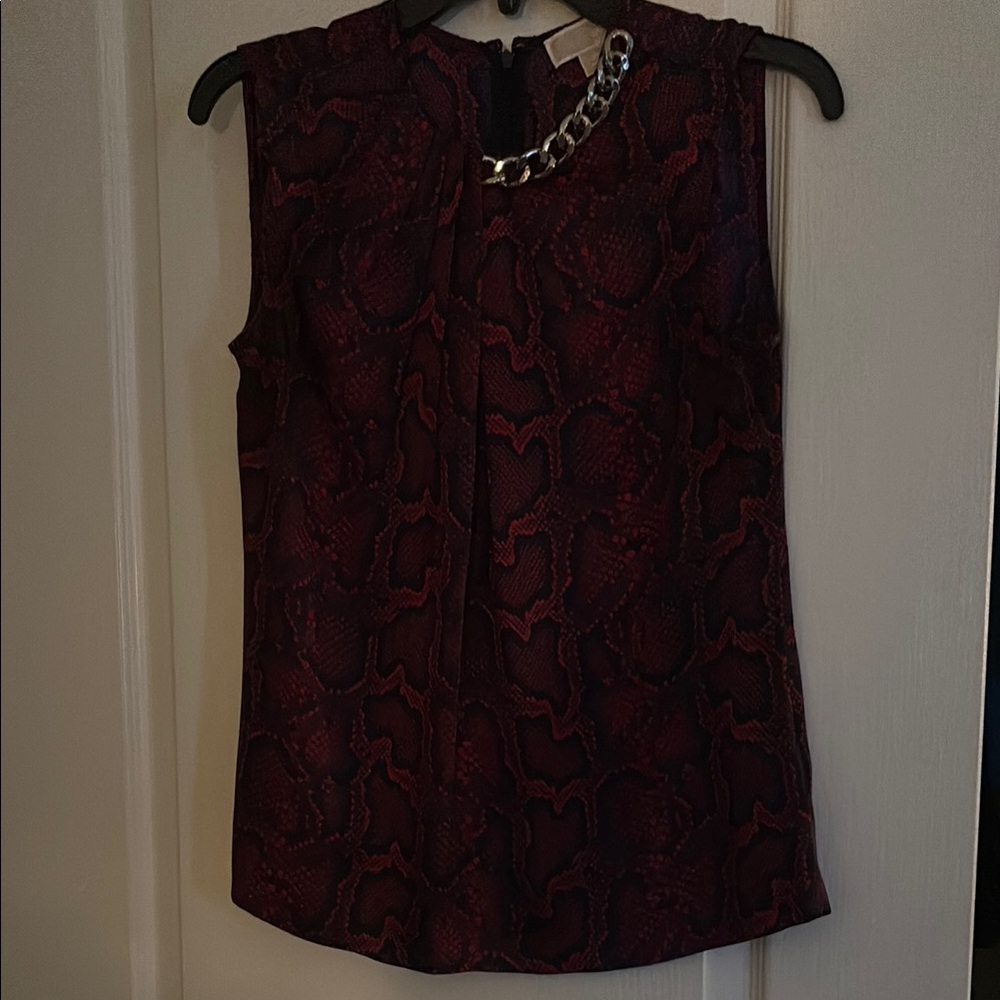 Michael Kors Red and Black Sleeveless Blouse
